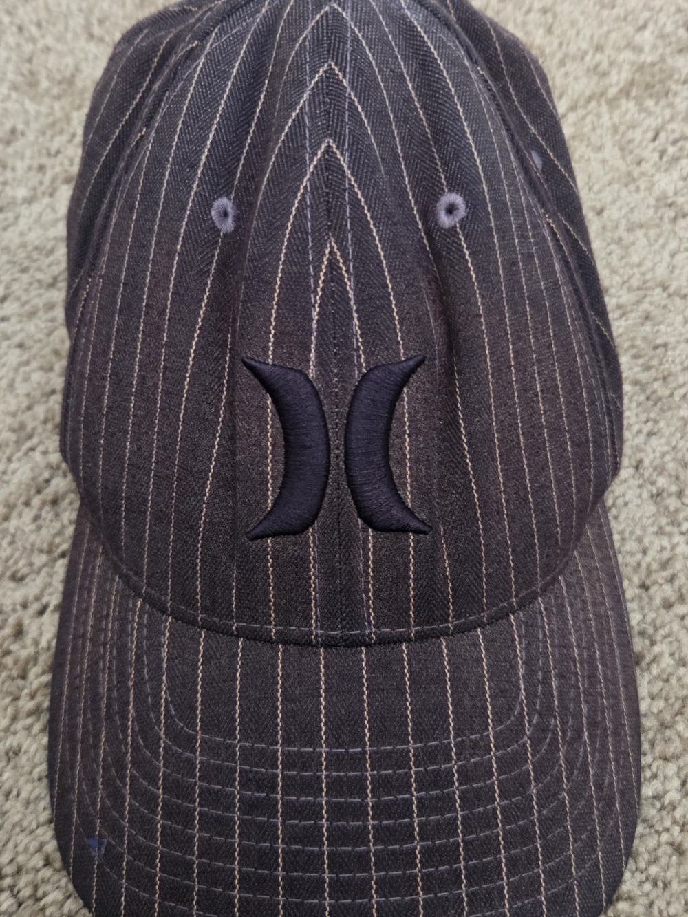 Hurley Black Pinstripe Cap with Embroidered Logo Flex-fit